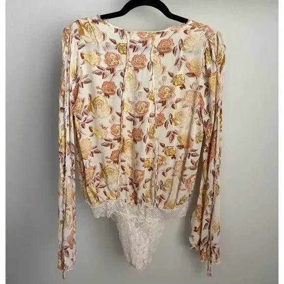 Intimately Free People Everything’s Rosy Bodysuit Size Small Yellow Floral - Picture 4 of 15